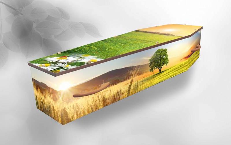 Cercueil funéraire en carton écologique personnalisable pour obsèques avec inhumation sur Marseille