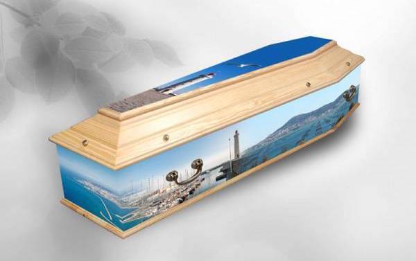 Cercueil funéraire en carton écologique personnalisable pour obsèques avec inhumation sur Marseille